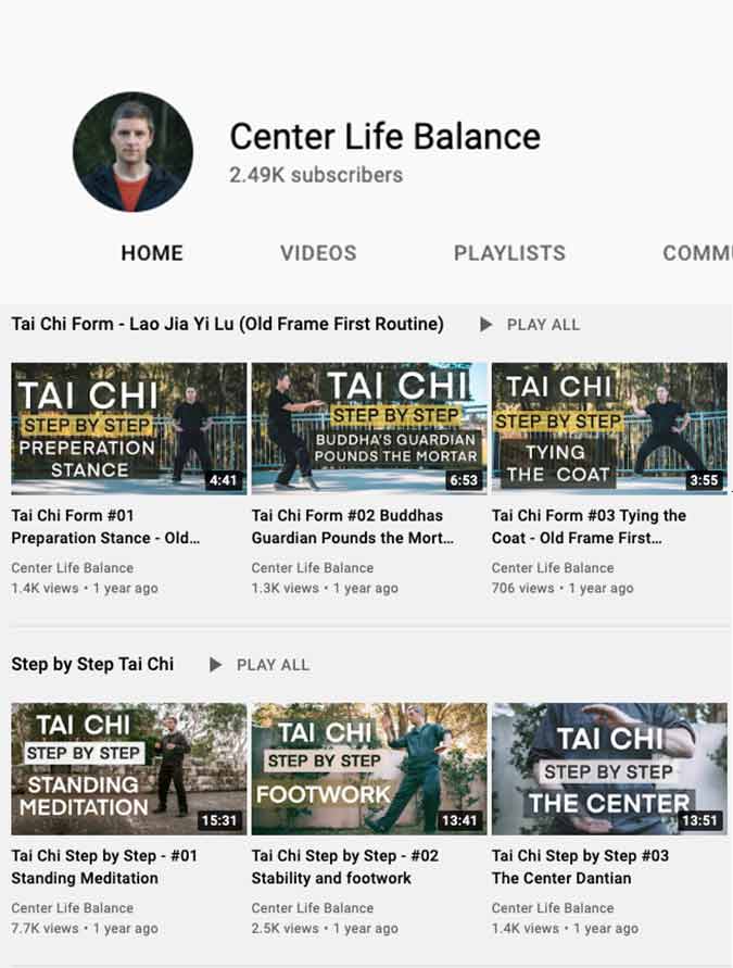 Tai Chi on Youtube