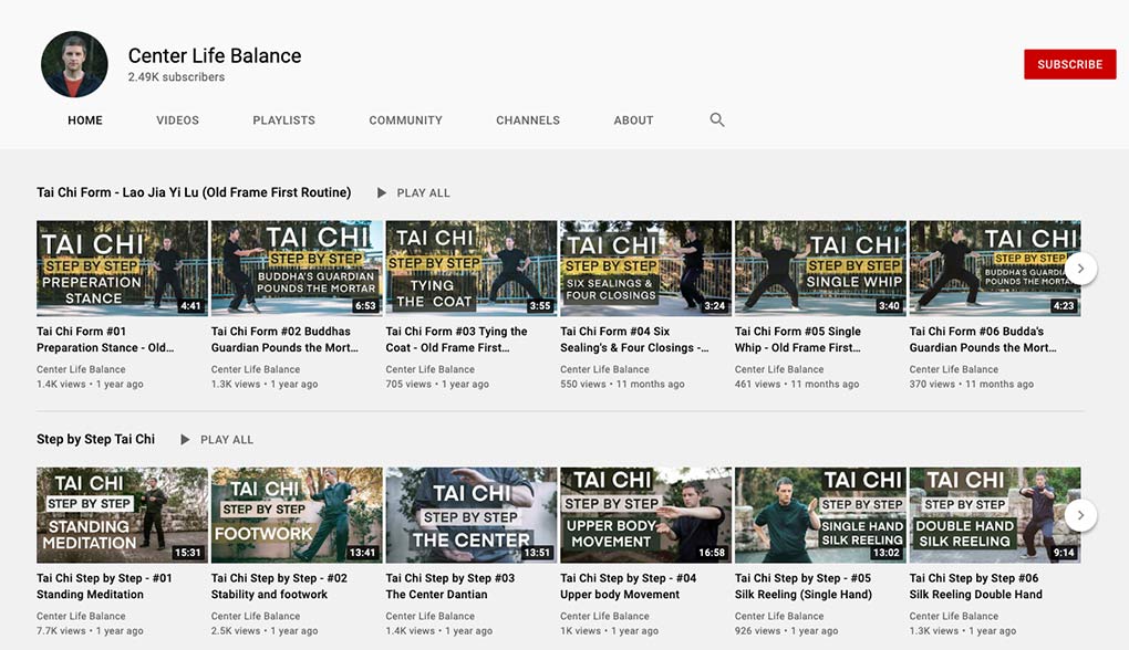 Tai Chi on Youtube